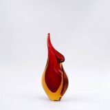 Vase Flavio Poli Seguso en verre de Murano rouge et jaune