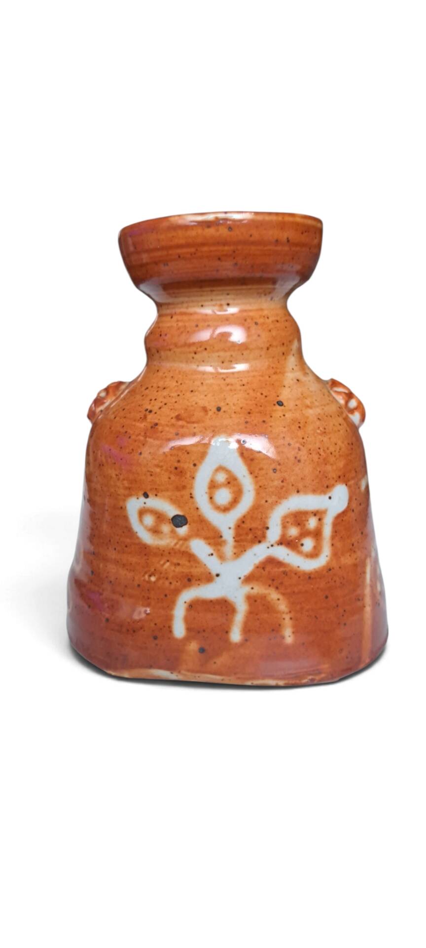 Artisanal Stoneware Vase Folk Art — Signed