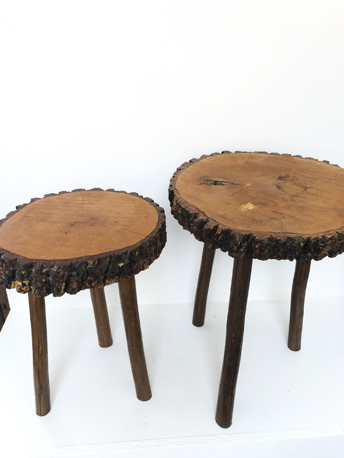 Pair of Brutalist stools, 1970s