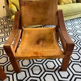 Paire de fauteuils et un repose pied Pierre Chapo 1960