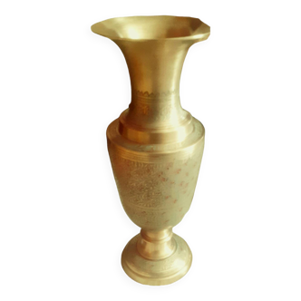 Vase décoratif vintage en laiton provenant d'Inde excellent état H:25,50