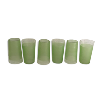 Six glasses granités green of the 1960