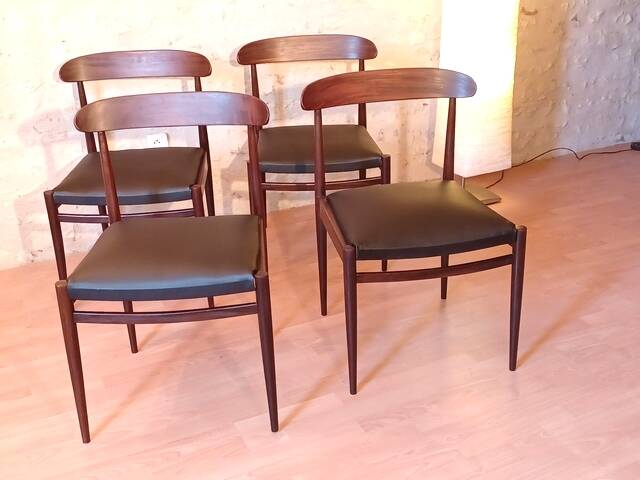 4 chaises scandinaves vintage design 1960 teck