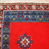 Tapis vintage fait main Berbère en laine rouge éclatant (170cm x 240cm)