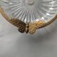 Antique pocket tray in Sèvres crystal and chiselled brass with butterfly decoration.