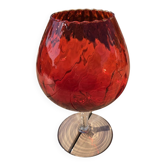 Grand verre géant 29 cm Empoli rouge rubis verre soufflé vintage