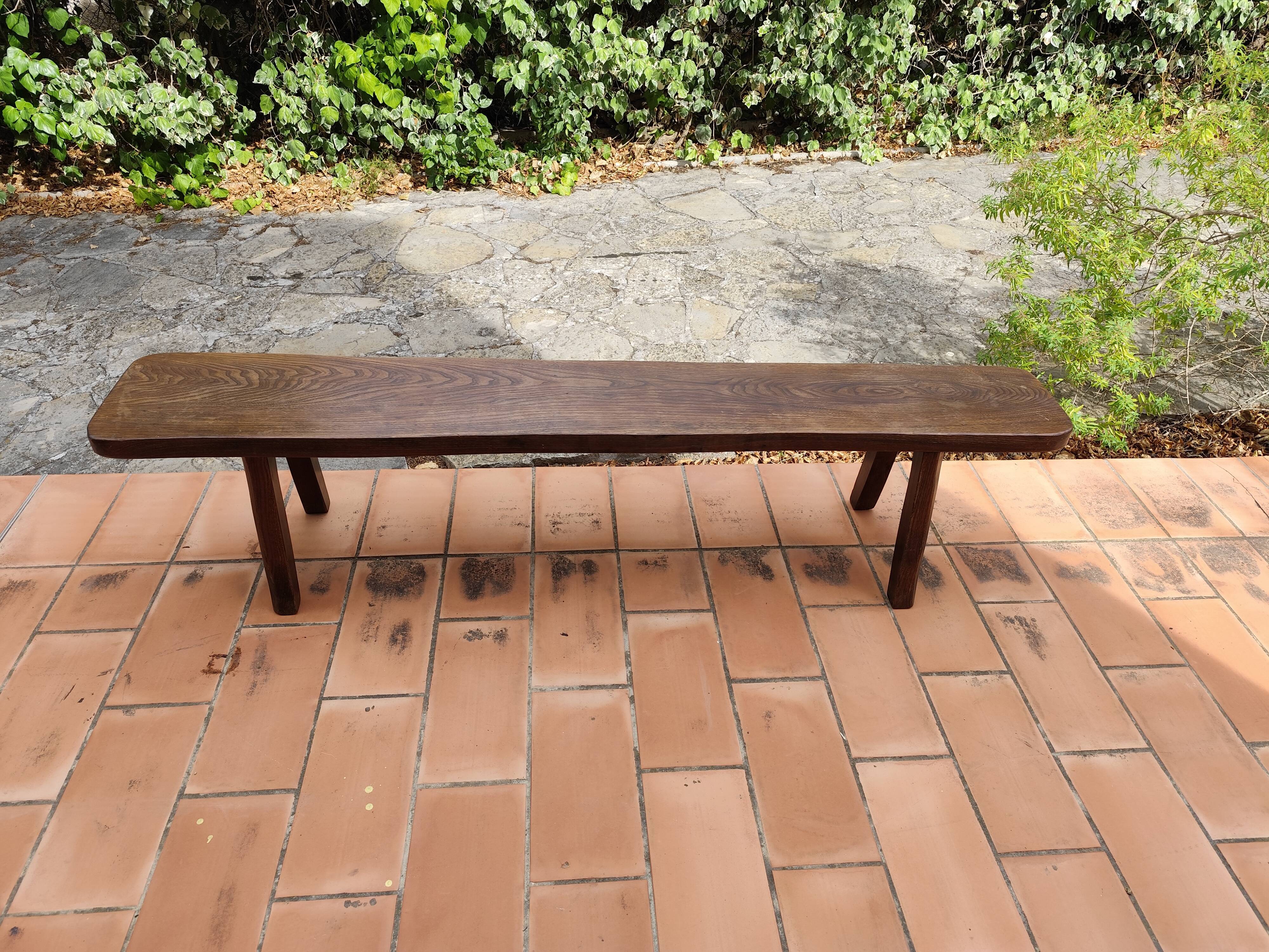 Olavi Hanninen bench solid elm brutalist vintage 1950