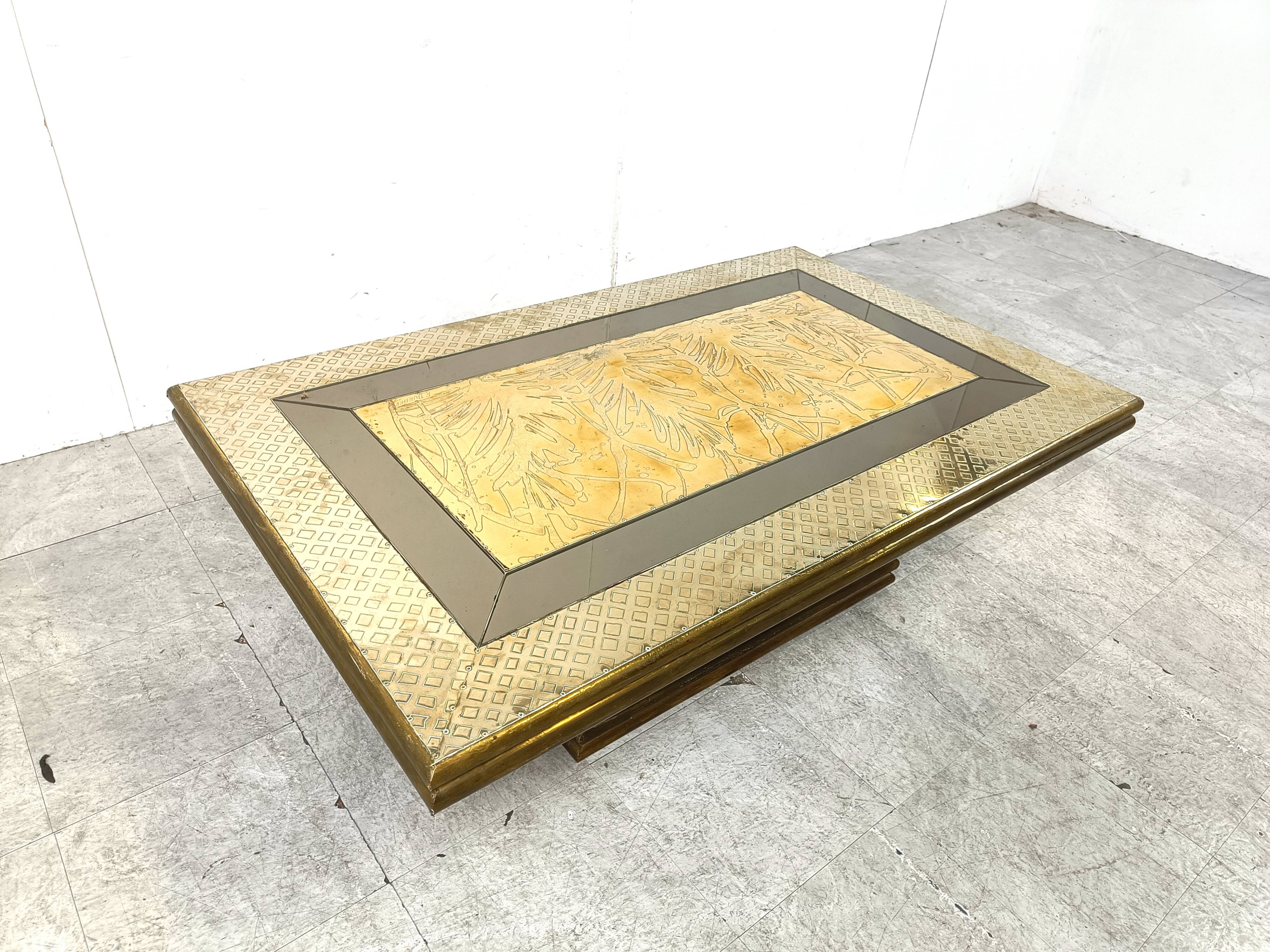 Table basse vintage en laiton par Rodolfo Dubarry, 1970