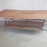 Rattan and metal coffee table