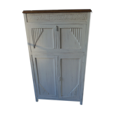 Furniture hifi Art deco Pearl gray patina powder, plateau oak. Furniture vintage revisited in air time for a refined, elegant atmosphere.