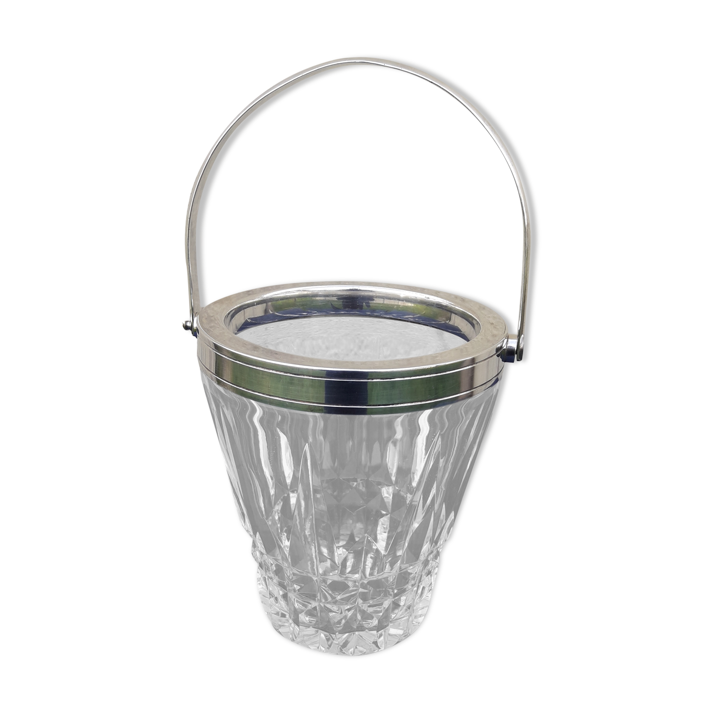 Ice bucket ice cubes signed crystal Saint Louis