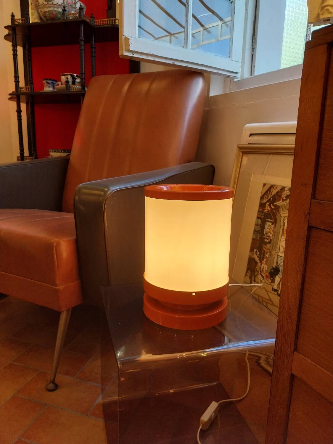 Paire de lampe orange années 70