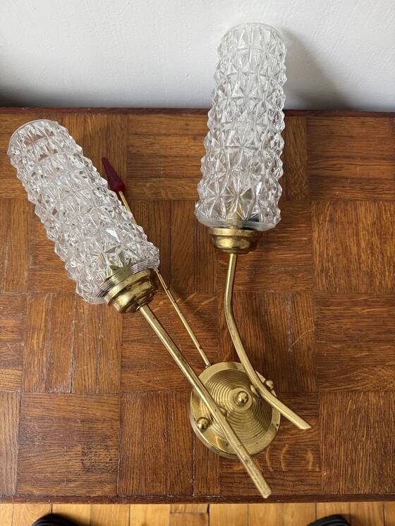 1960s Tulip wall sconce in brass and glass