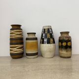 Set of 4 ceramic scheurich west Germany vases , 1970s