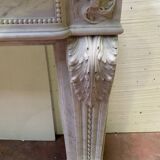 Louis XVI style fireplace in white Carrara marble, 19th century
