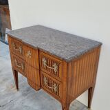 Commode sauteuse Louis XVI en marqueterie 19ème