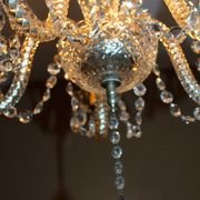 Lustre à pampilles 5 feux en cristal de Tchécoslovaquie