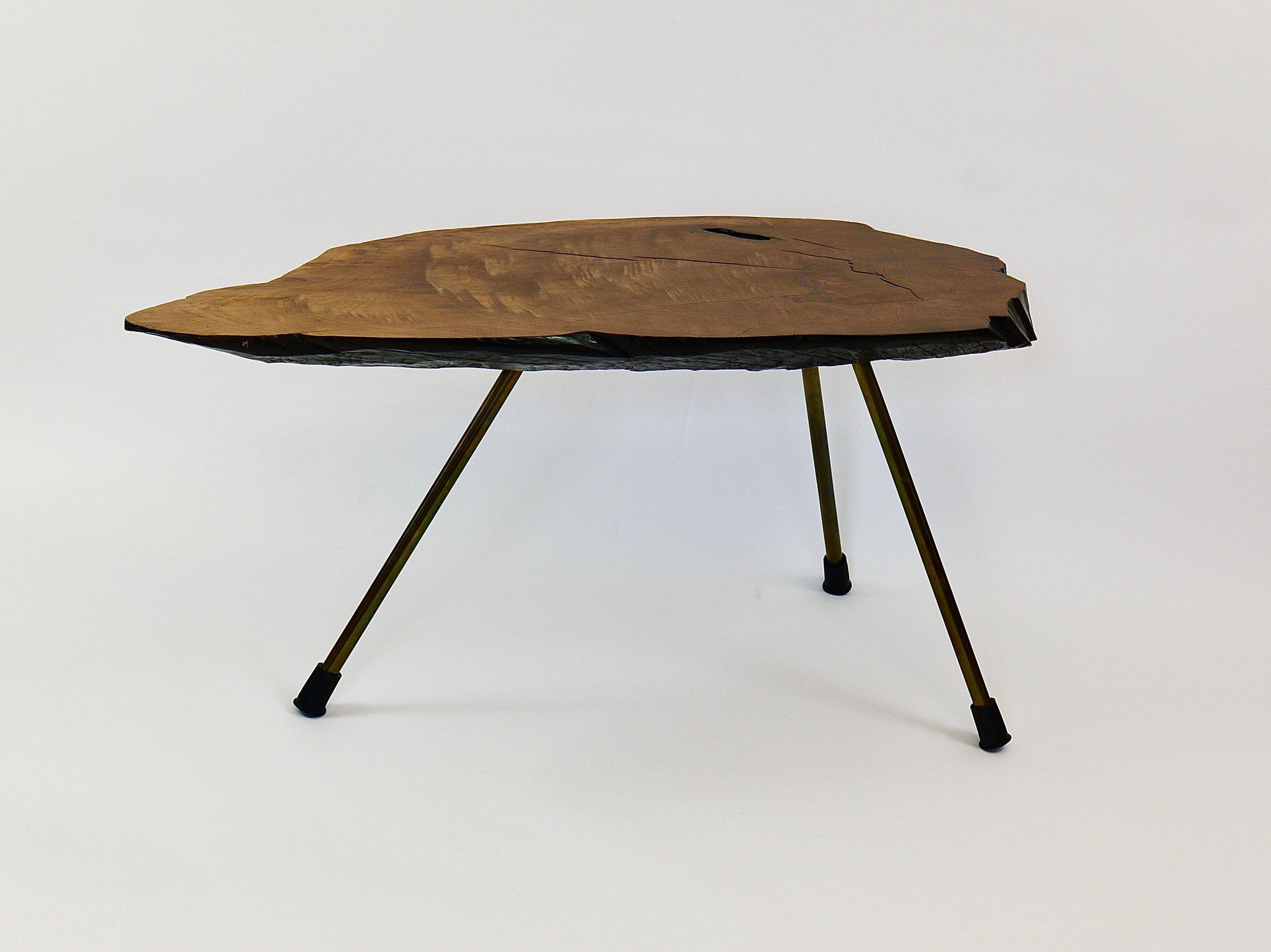 Original coffee table by Carl Aubock, large tree trunk in walnut from the mid-century, 1950s.