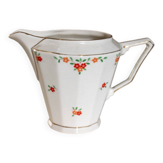 Porcelain milk jug from Czechoslovakia, vintage floral design.