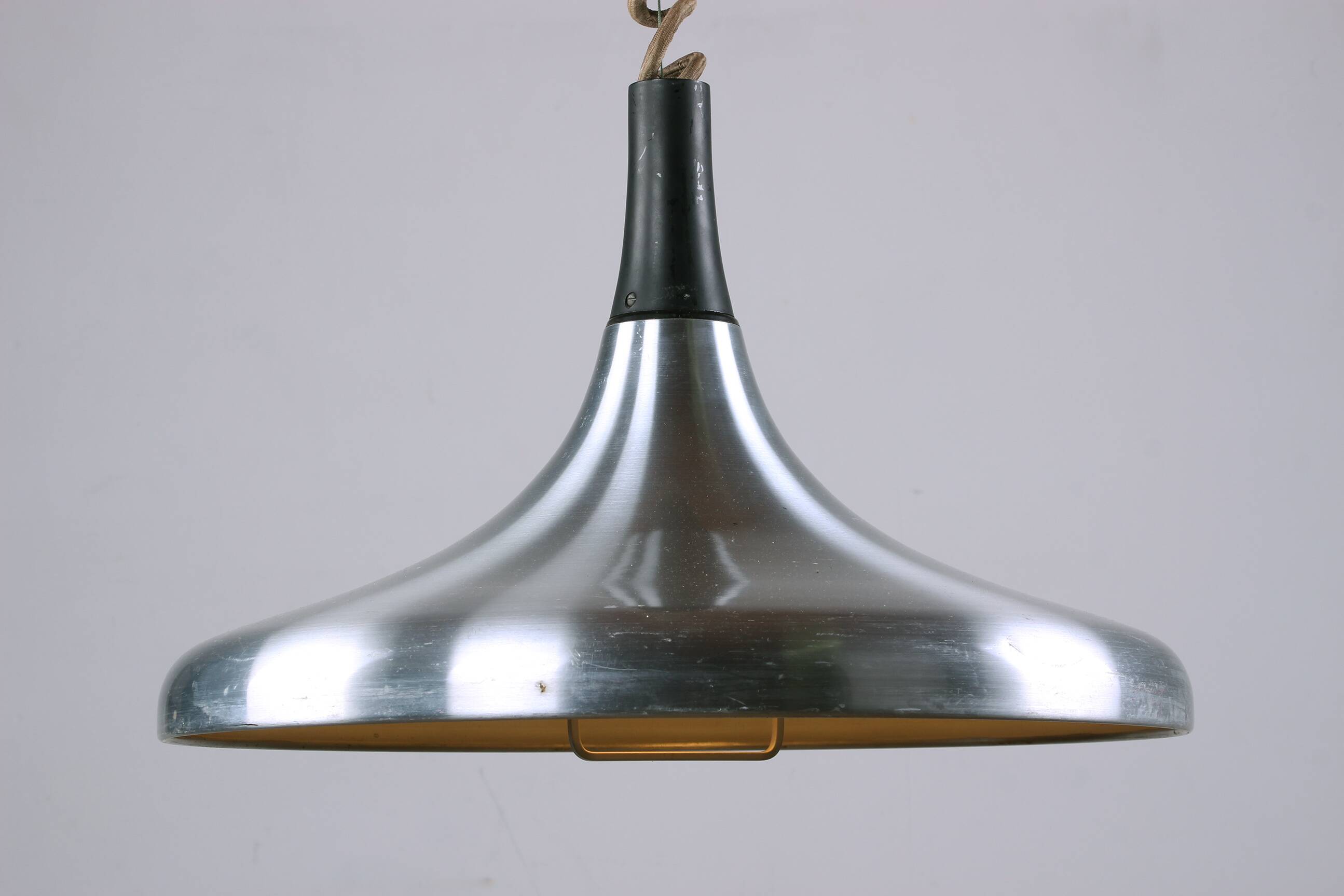 Large German pendant light in chrome metal, Tulip model by Erco 1960.