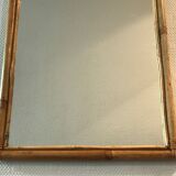 ancien miroir rotin bambou forme hibou chouette vintage