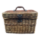 Rare antique wicker picnic basket with iron closures and handle