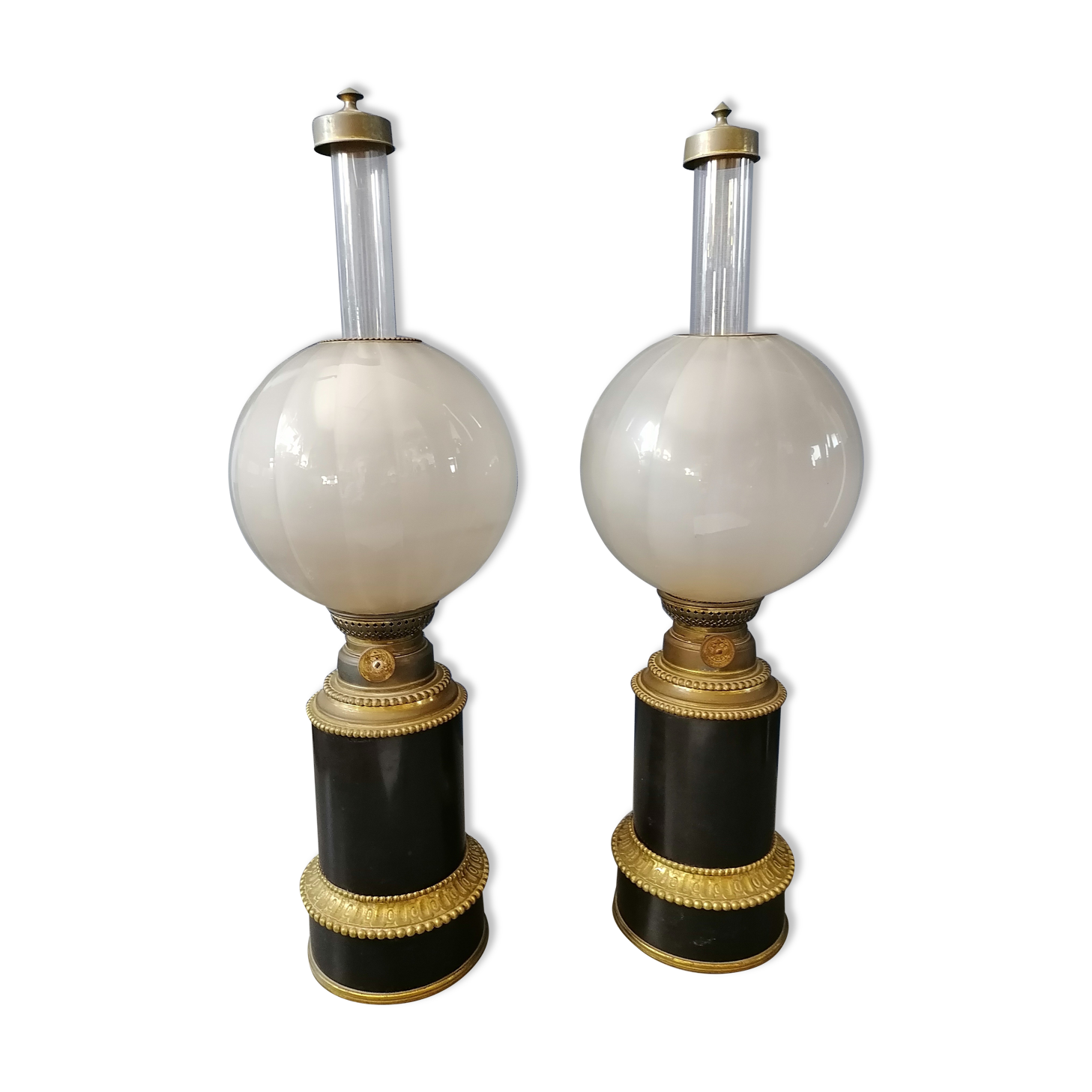 Paire de lampes à pétrole Napoléon III