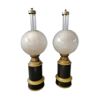 Pair of Napoleon III kerosene lamps