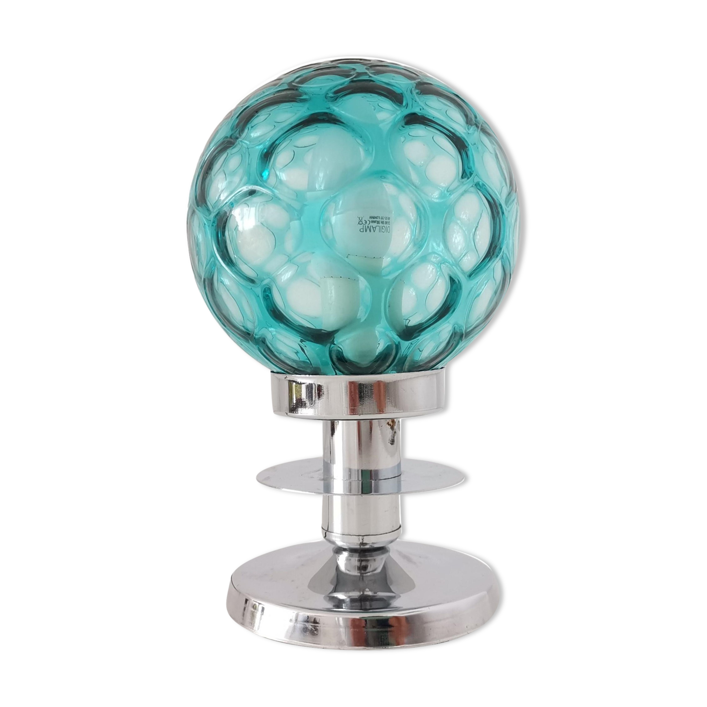 Mid century modernist green blue bubble glass lamp