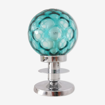 Lampe moderniste moderniste en verre à bulles bleu bleu
