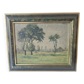 Tableau Huile sur toile - Paysage champêtre impressioniste signé F Martin