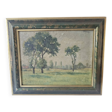 Tableau Huile sur toile - Paysage champêtre impressioniste signé F Martin