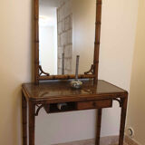 Faux bamboo vanity with matching mirror