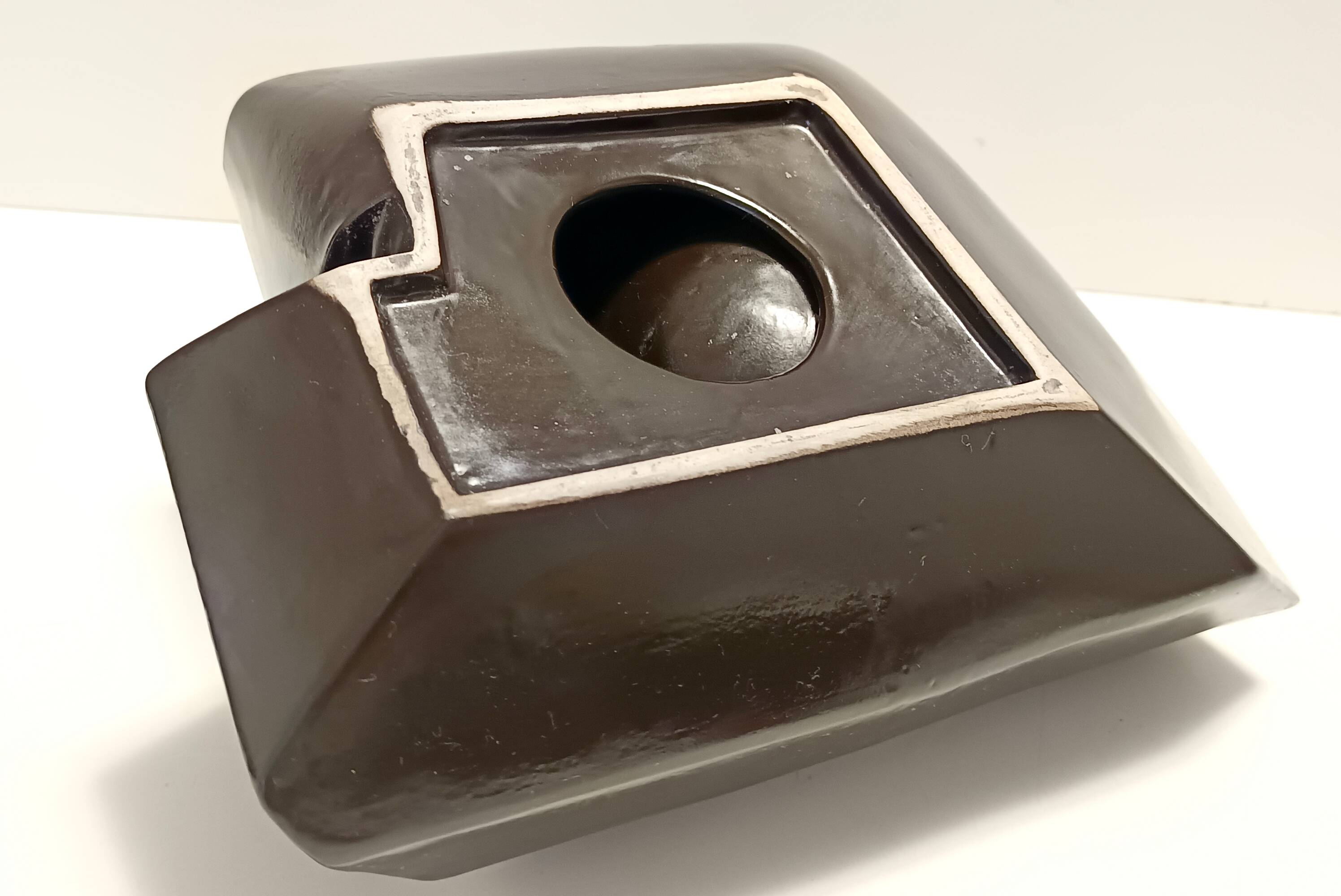 Brown Glazed Ceramic Trinket Bowl or Sculpture, Italy