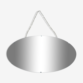 Miroir sans cadre art déco avec bord et chaîne biseauté décoratifs 65x36cm