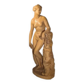 Charles van oemberg 'venus' sculpture of a female nude with drapery, terracotta, c.