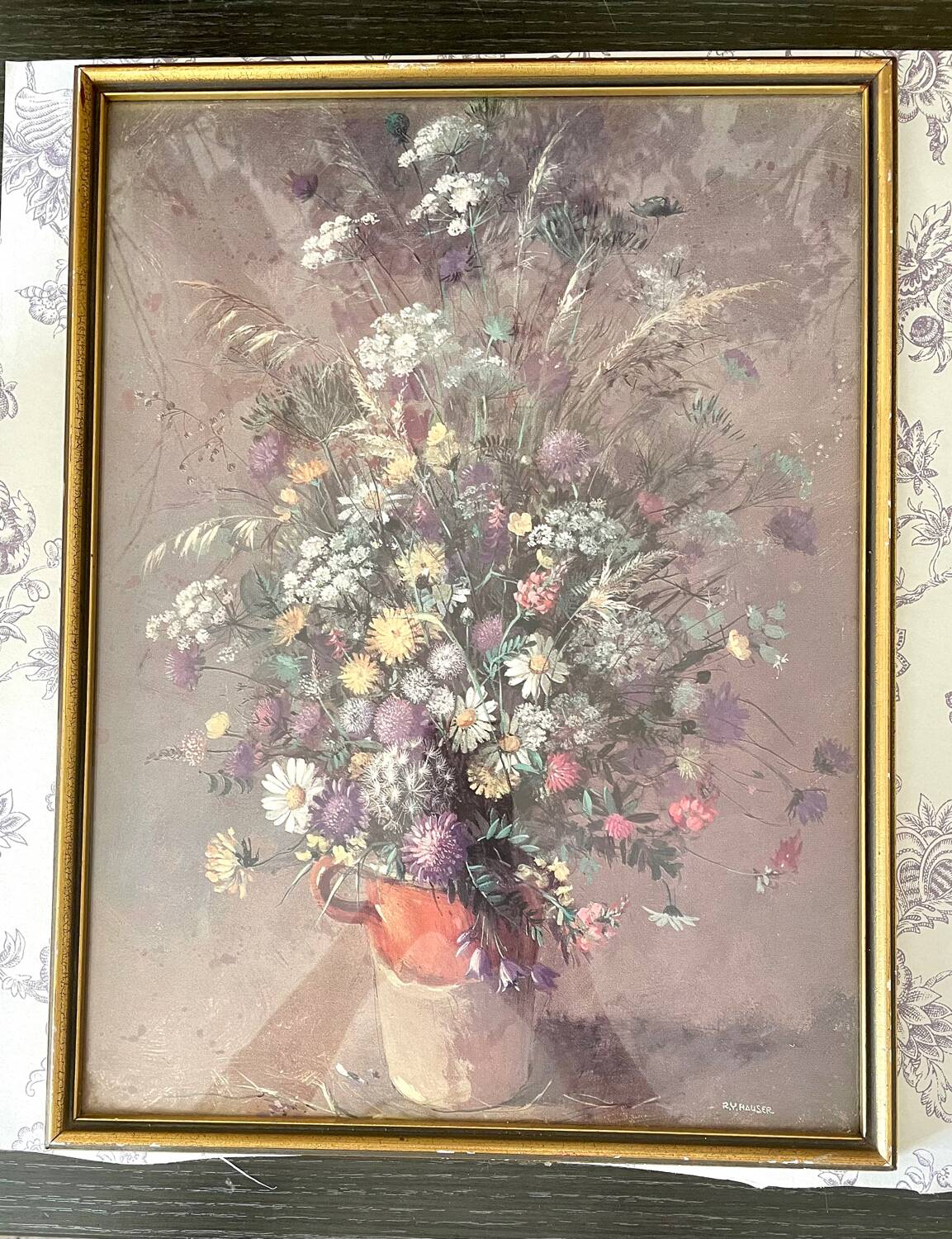 Vintage flower bouquet frame