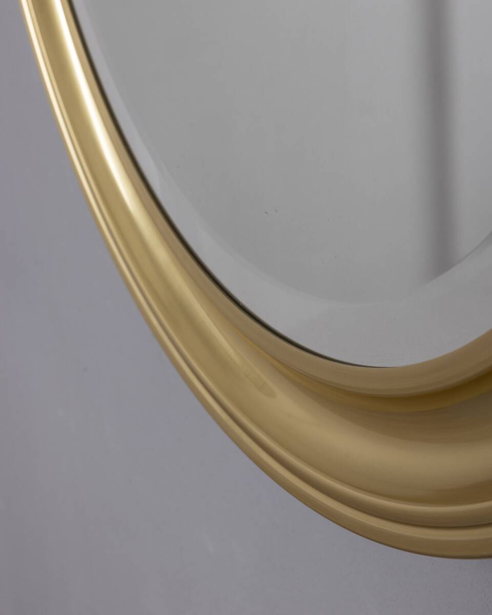 Vintage Italian Round Wall Mirror in Brass, 1970s