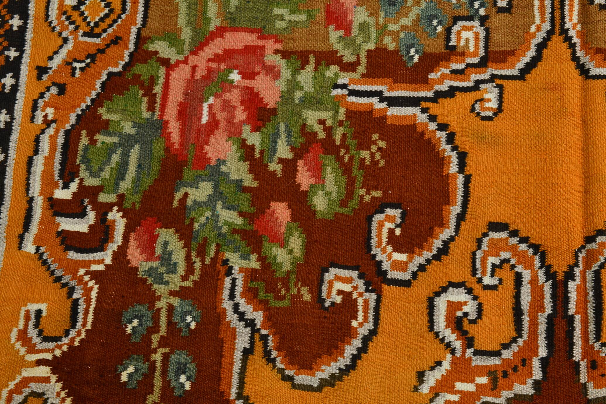 Wine Red & Orange Classic Vintage Kilim Rug, 171x289Cm