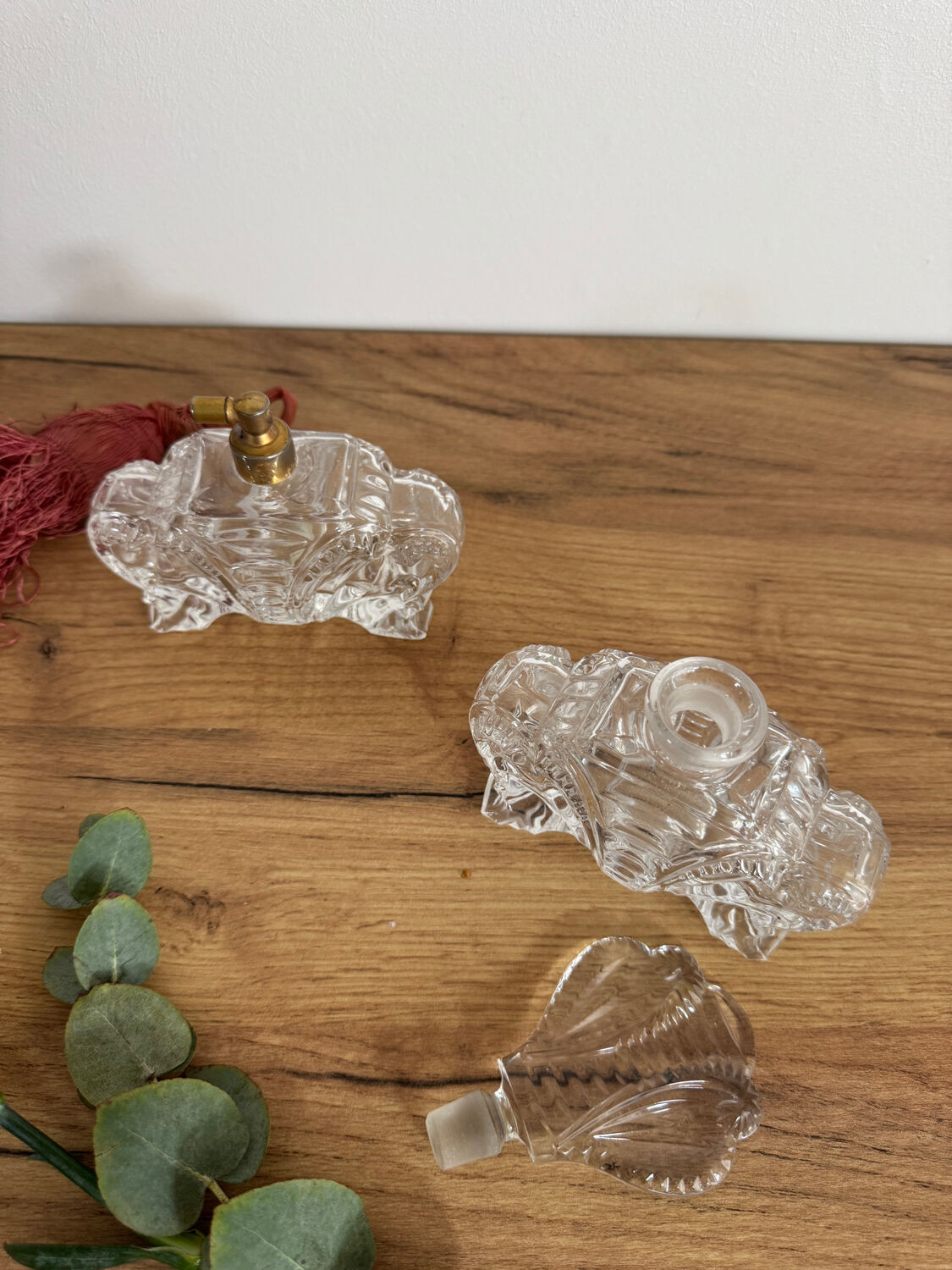 Vintage perfume bottle and spray.