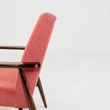 Mid-century modern armchair raspberry bouclé H. Lis