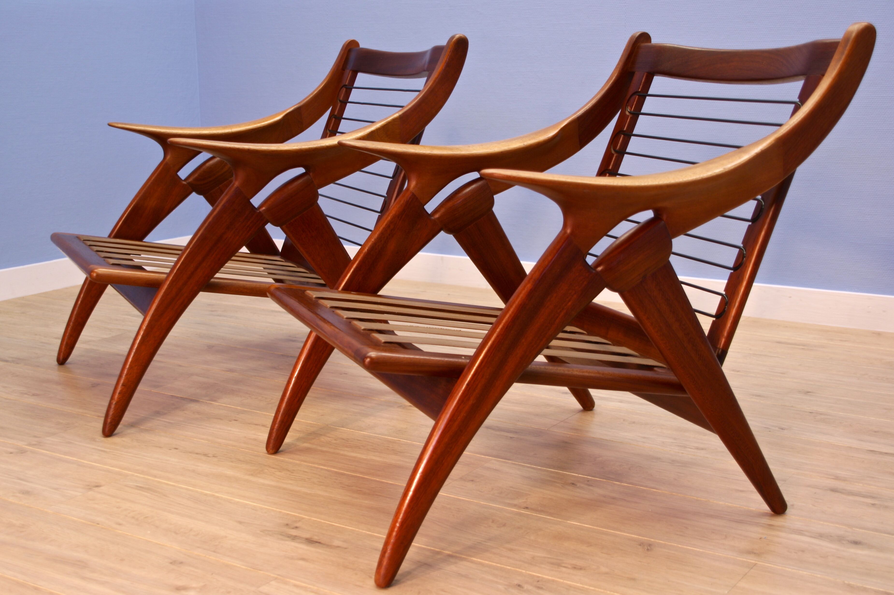 Set of 2 lounge chairs 'De Knoop' in teak by De Ster, 1960s