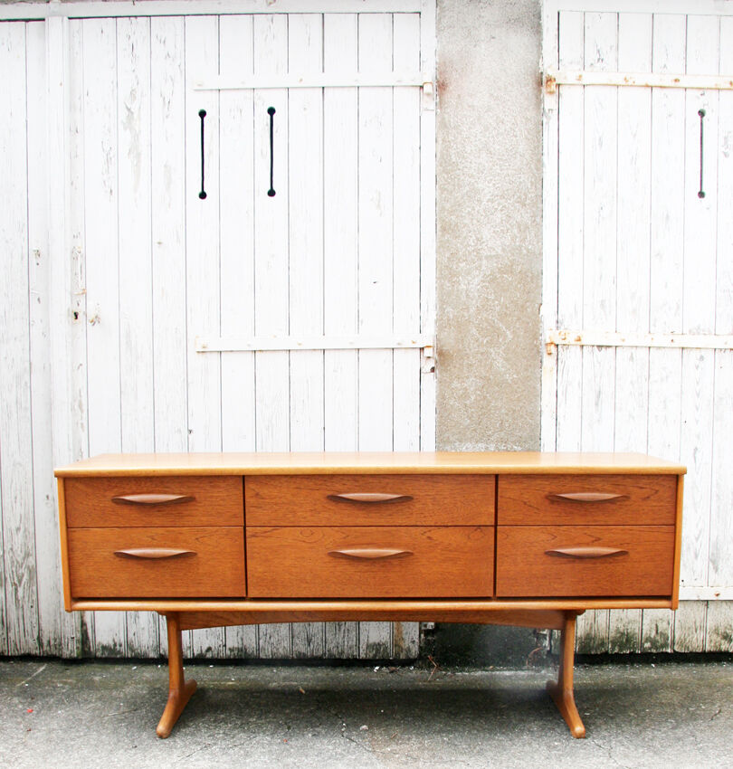 Sideboard 6 drawers in blond teak -1960/70