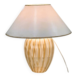 Elegant vintage Murano table lamp with swirled gold & white stripes, Italy 1980s