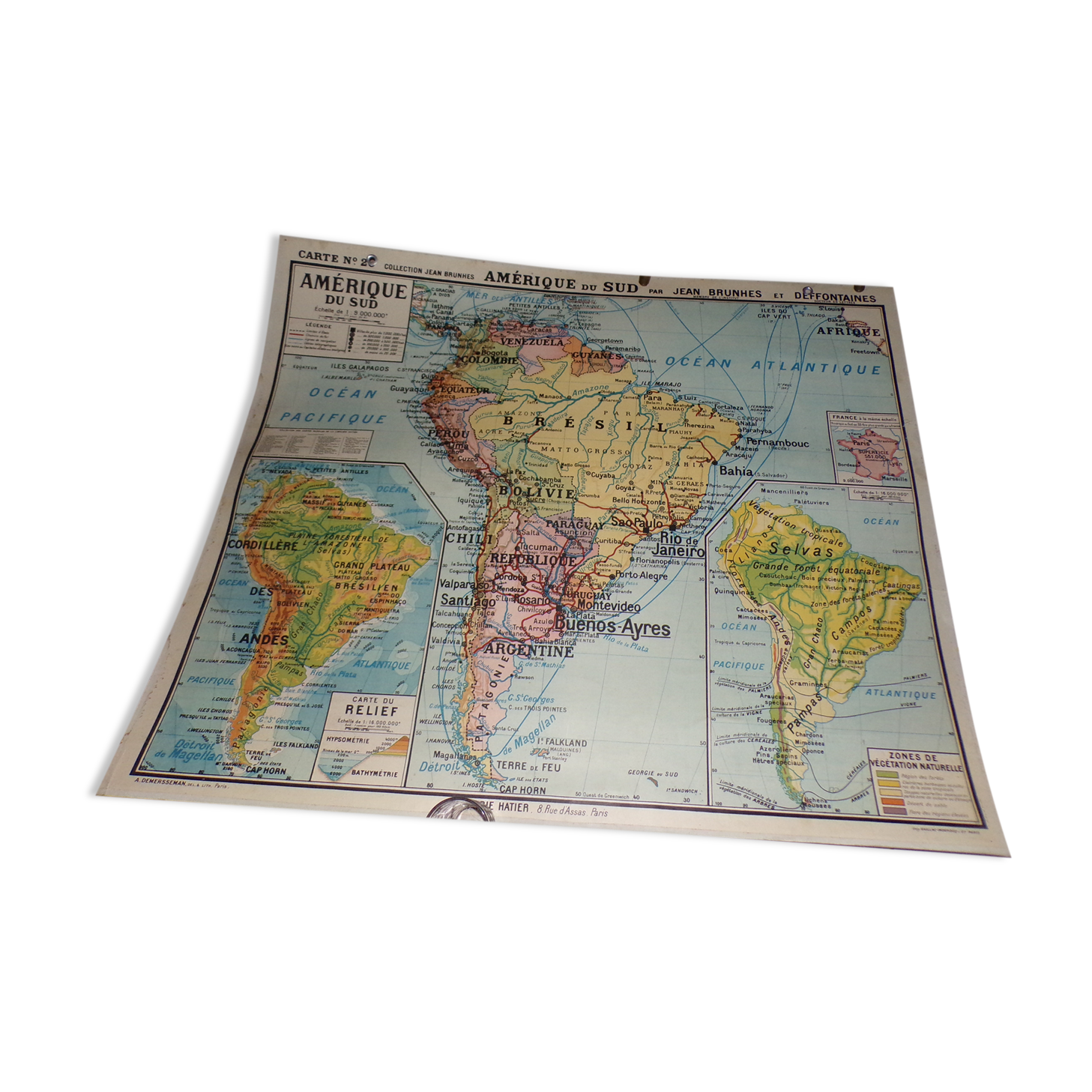 Ancient school map South America