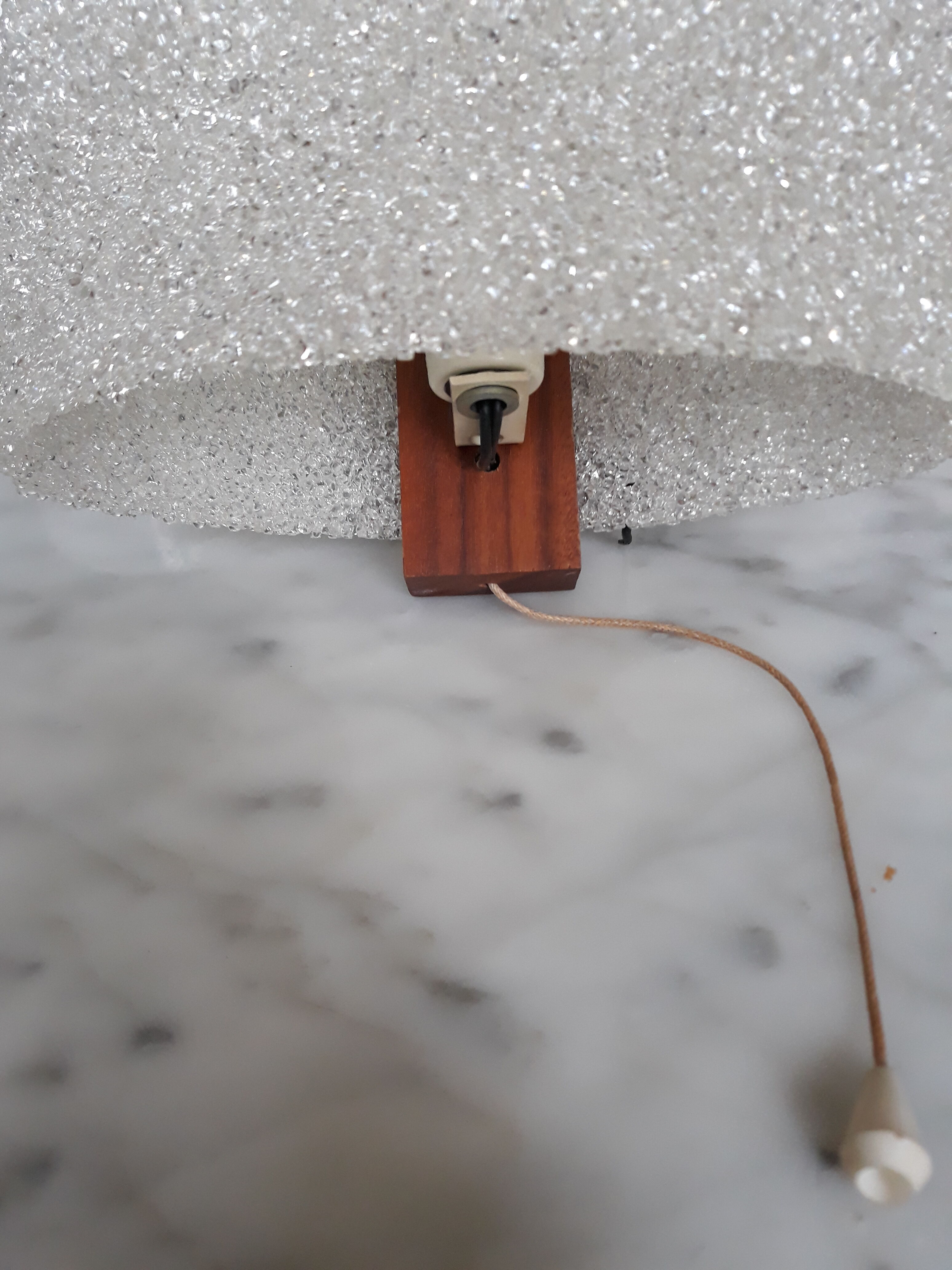 Perplex and teak vintage applique