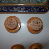 Old 18th-19th century inkwell with polychrome and salamander decoration