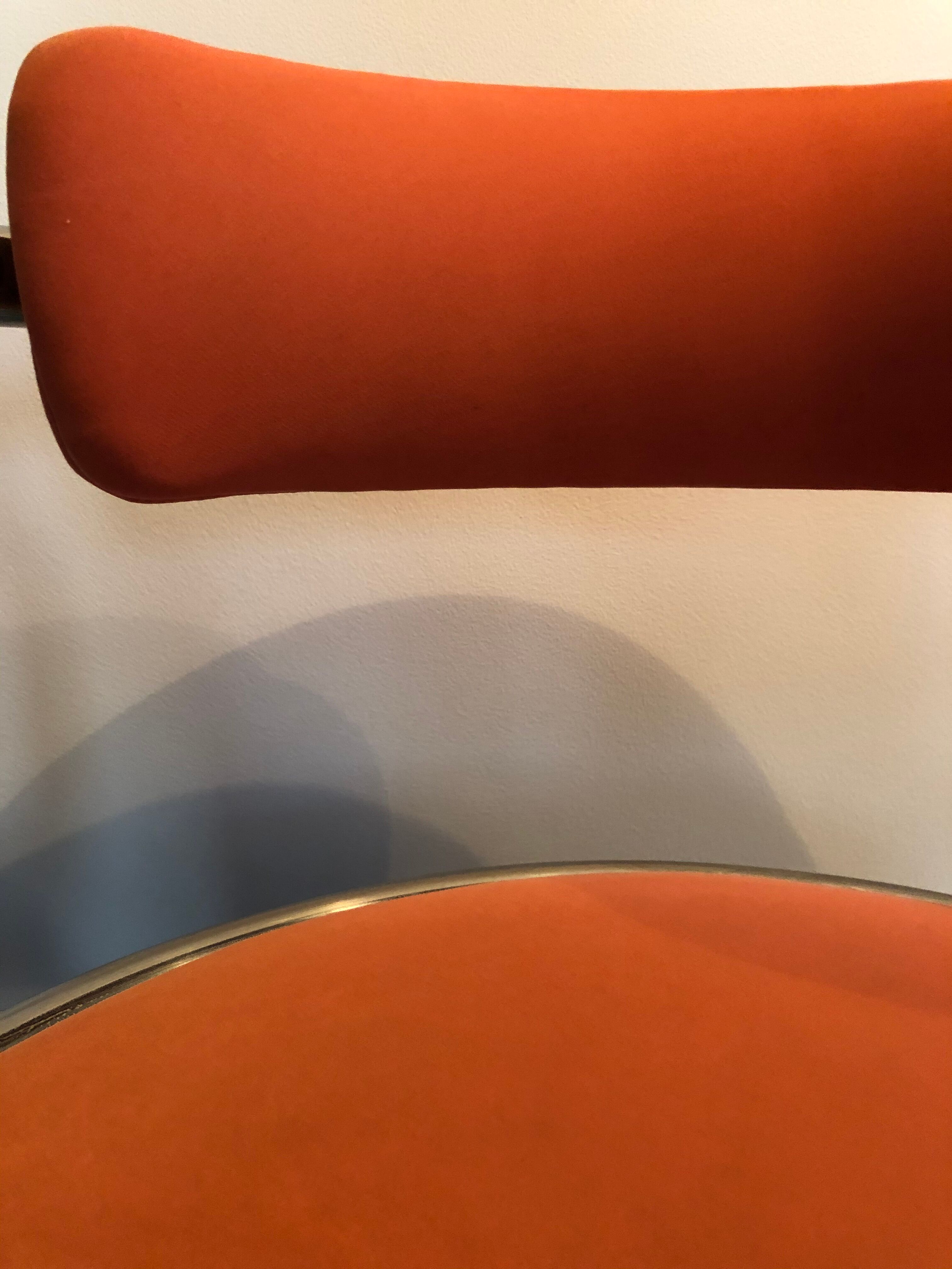 Victoria chair 70s chrome structure and terracotta-colored alacantara fabrics