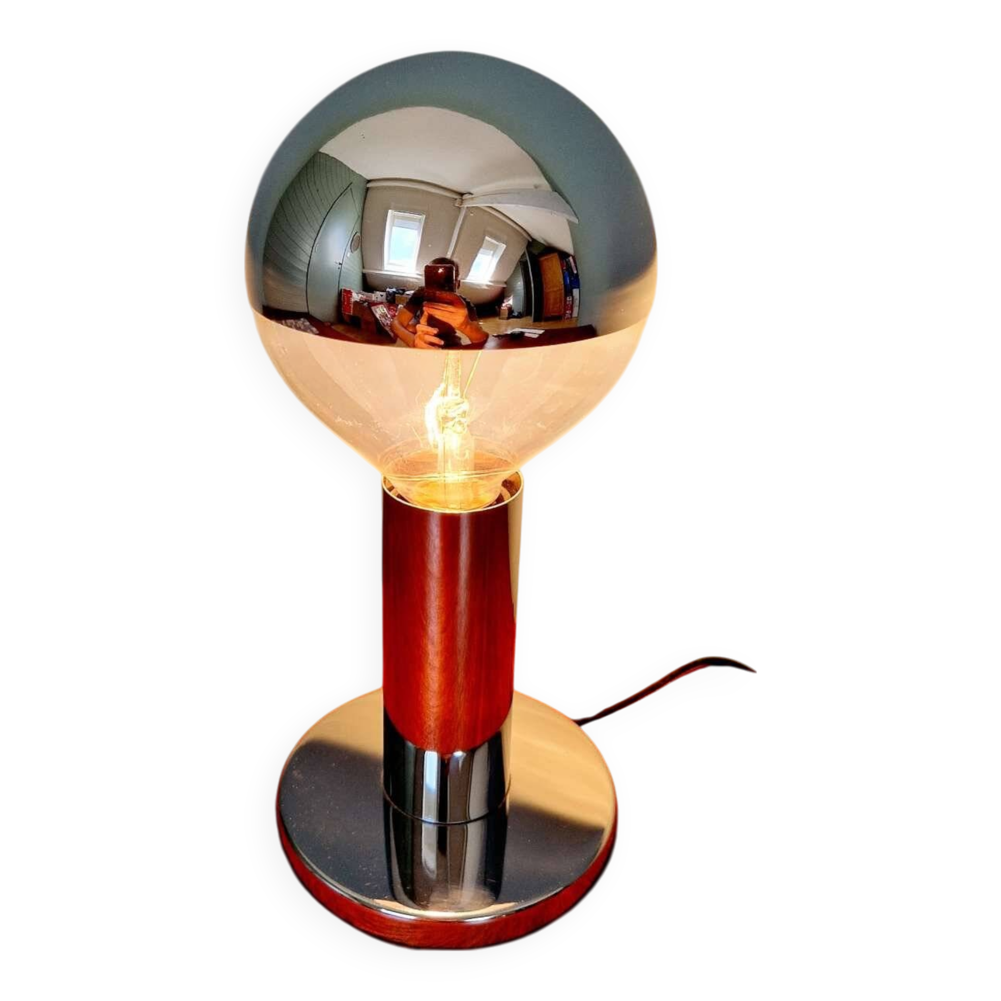 Space Age chrome metal table lamp, 1970s