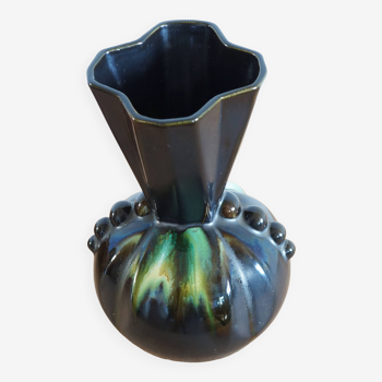 Vase Art Nouveau en céramique type grès flammé